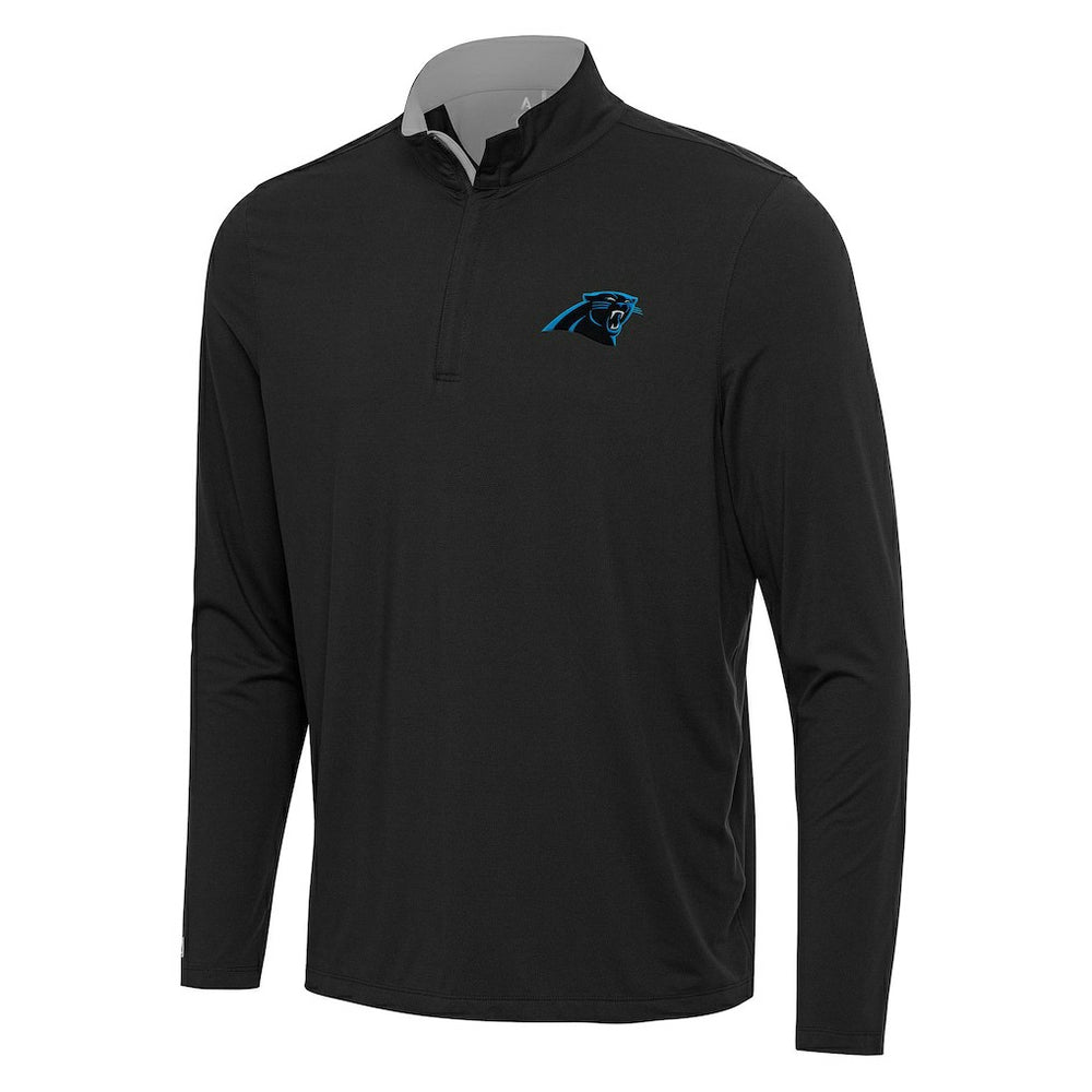 Carolina Panthers Antigua Content Quarter-Zip Pullover Top Black/Gray