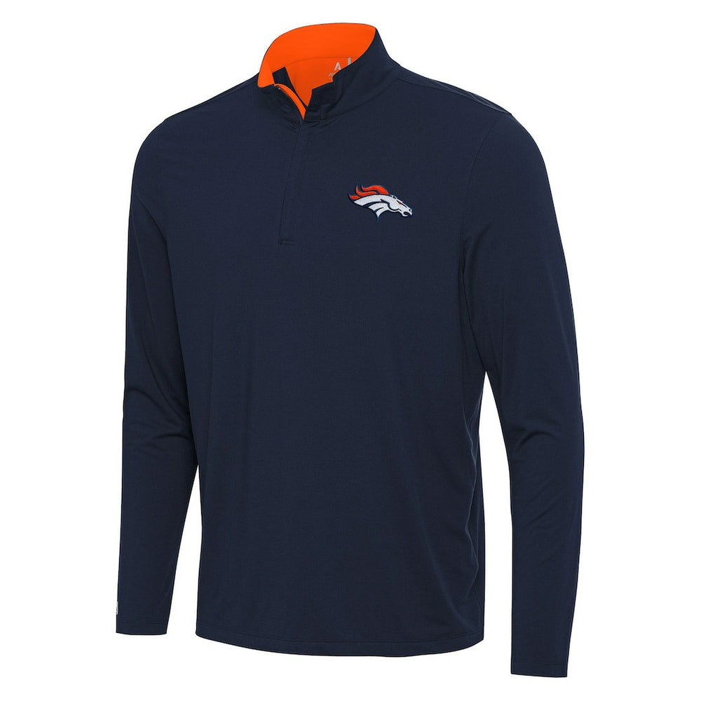 Denver Broncos Antigua Content Quarter-Zip Pullover Top Navy/Orange