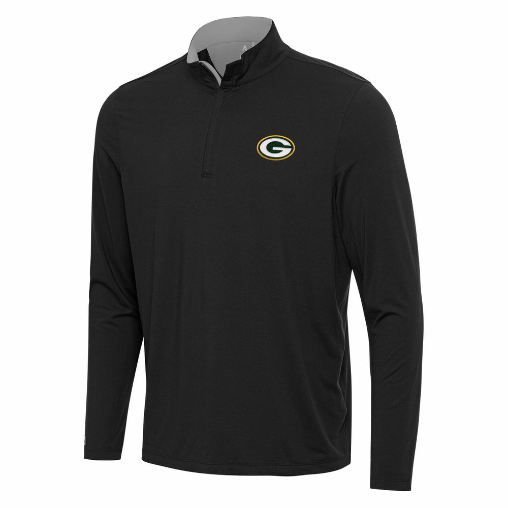 Green Bay Packers Antigua Content Quarter-Zip Pullover Top Black/Gray