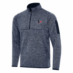 Houston Texans Antigua Fortune Quarter-Zip Pullover Jacket Heather Navy