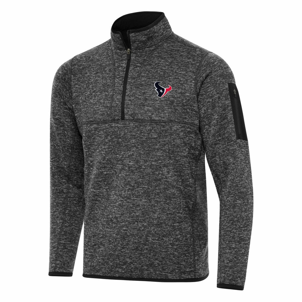 Houston Texans Antigua Fortune Quarter-Zip Pullover Jacket Heather Black