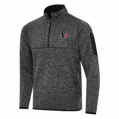 Houston Texans Antigua Fortune Quarter-Zip Pullover Jacket Heather Black