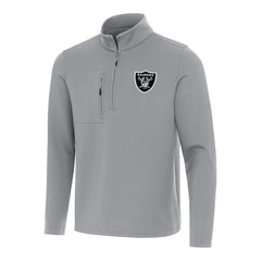 Las Vegas Raiders Antigua Insider Quarter-Zip Pullover Top Gray
