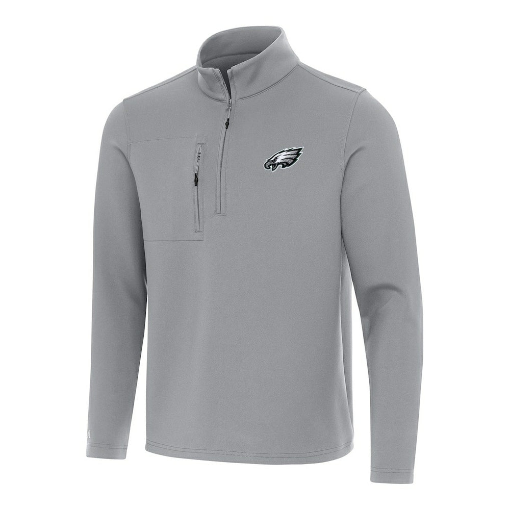 Philadelphia Eagles Antigua Insider Quarter-Zip Pullover Top Gray