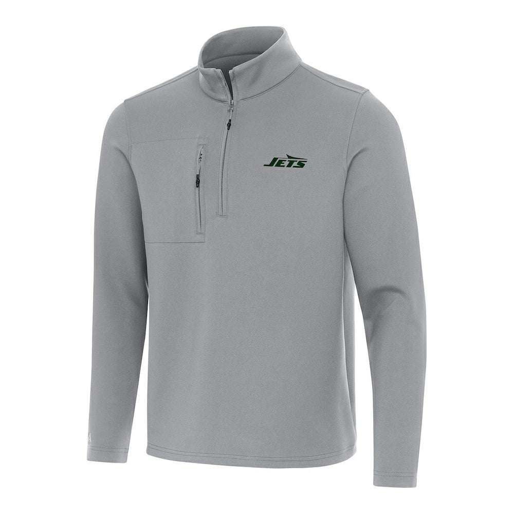 New York Jets Antigua Insider Quarter-Zip Pullover Top Gray