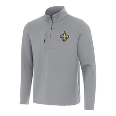 New Orleans Saints Antigua Insider Quarter-Zip Pullover Top Gray