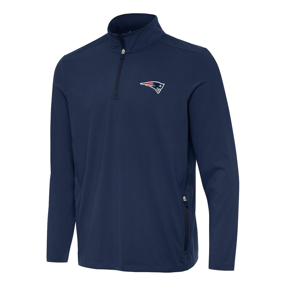 New England Patriots Antigua Perilous Quarter-Zip Pullover Top Navy