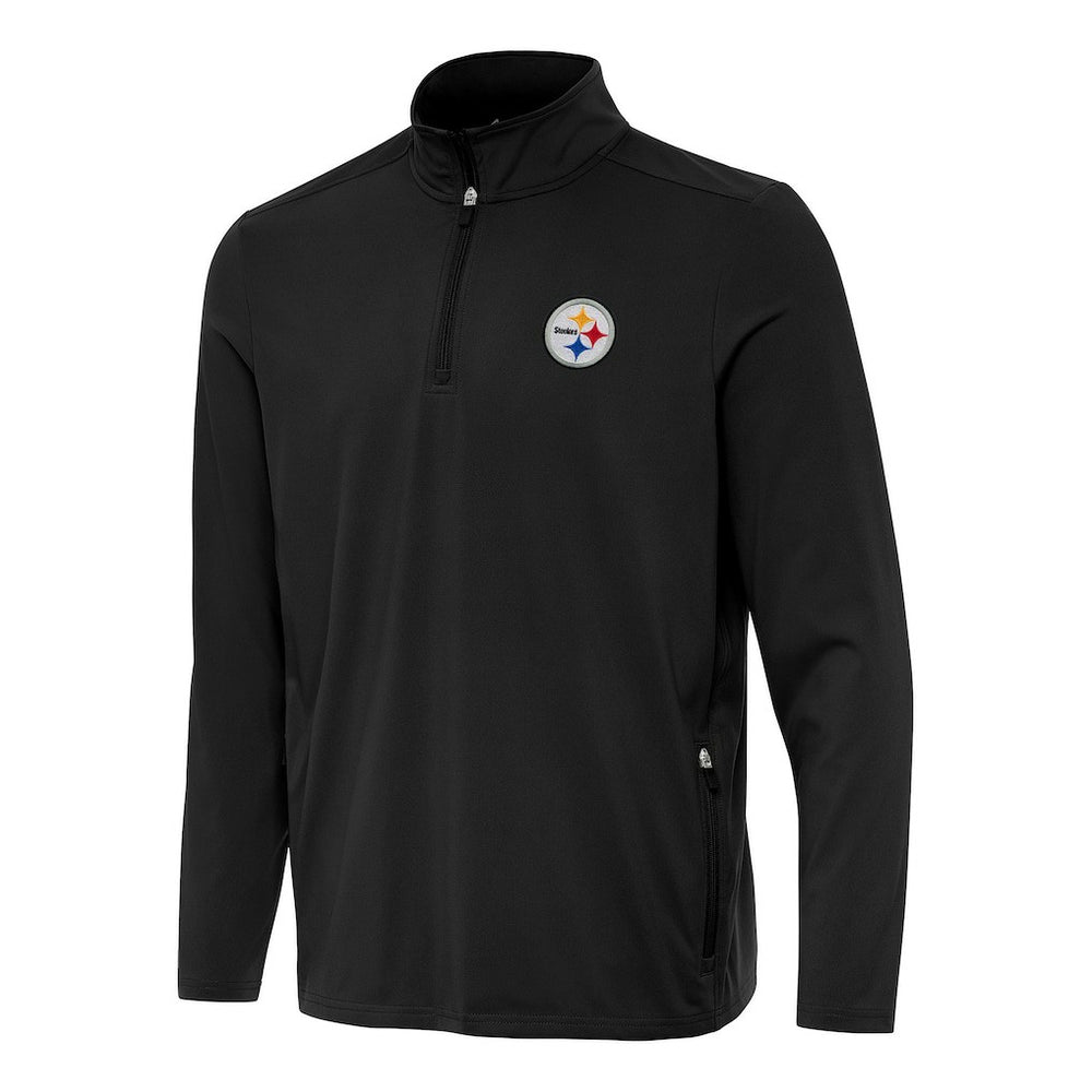 Pittsburgh Steelers Antigua Perilous Quarter-Zip Pullover Top Black