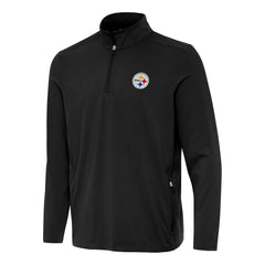 Pittsburgh Steelers Antigua Perilous Quarter-Zip Pullover Top Black