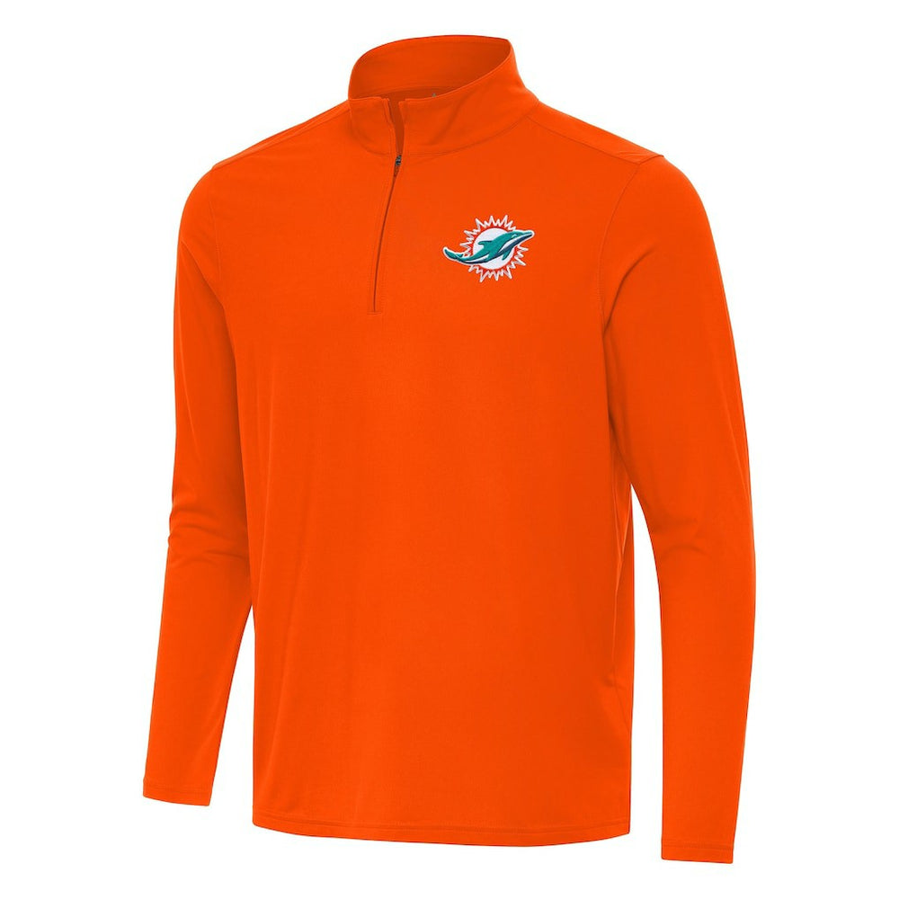 Miami Dolphins Antigua Intent Quarter-Zip Pullover Top Orange