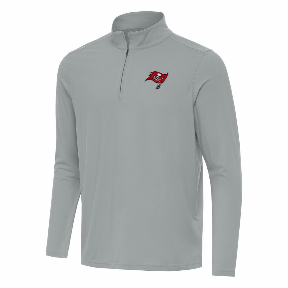 Tampa Bay Buccaneers Antigua Intent Quarter-Zip Pullover Top Gray
