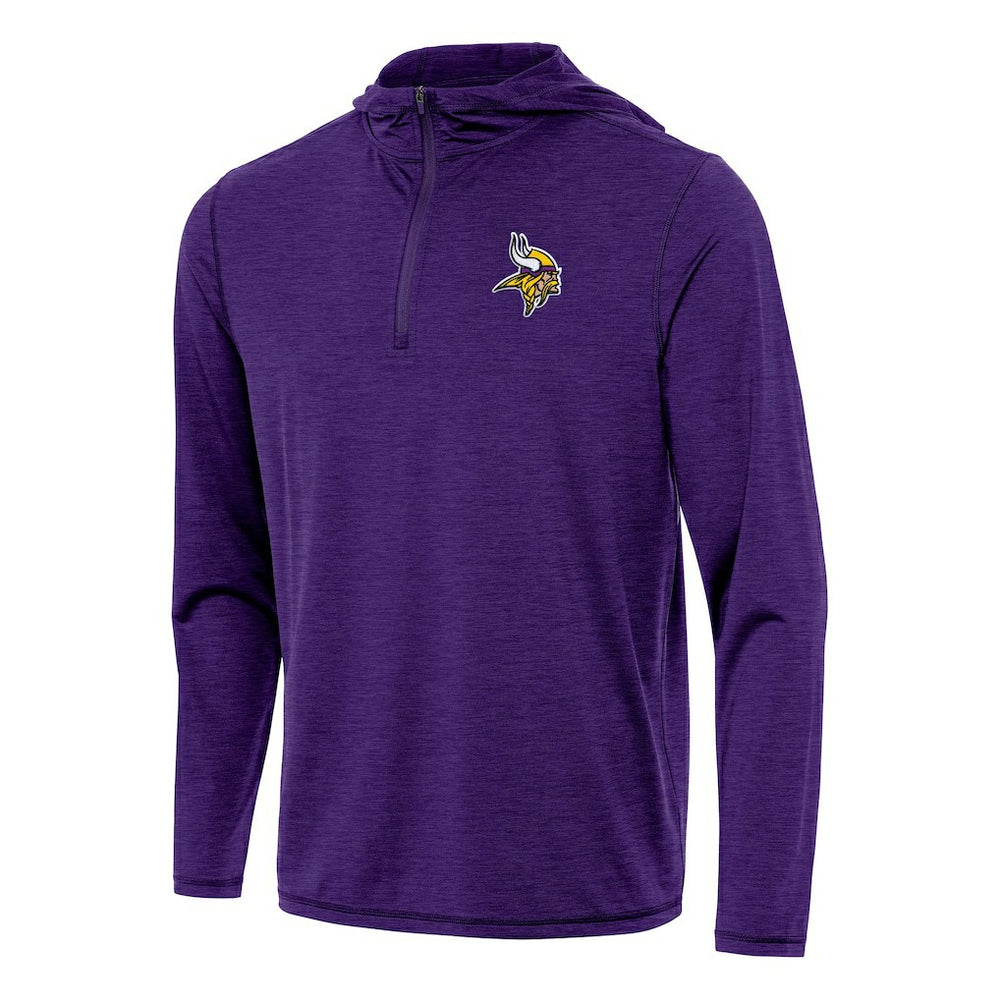 Minnesota Vikings Antigua Tidy Quarter-Zip Pullover Hoodie Heather Purple