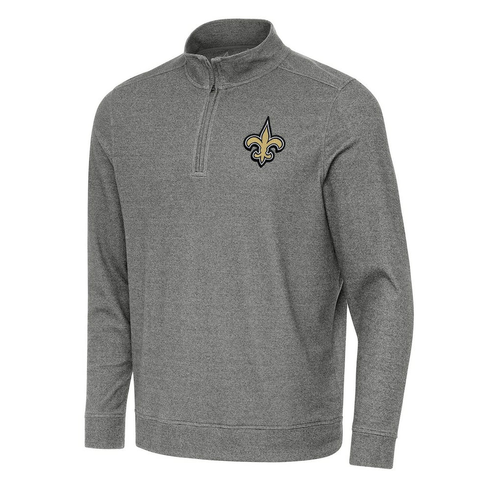 New Orleans Saints Antigua Subtle Quarter-Zip Top Heather Black