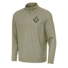 New Orleans Saints Antigua Subtle Quarter-Zip Top Olive