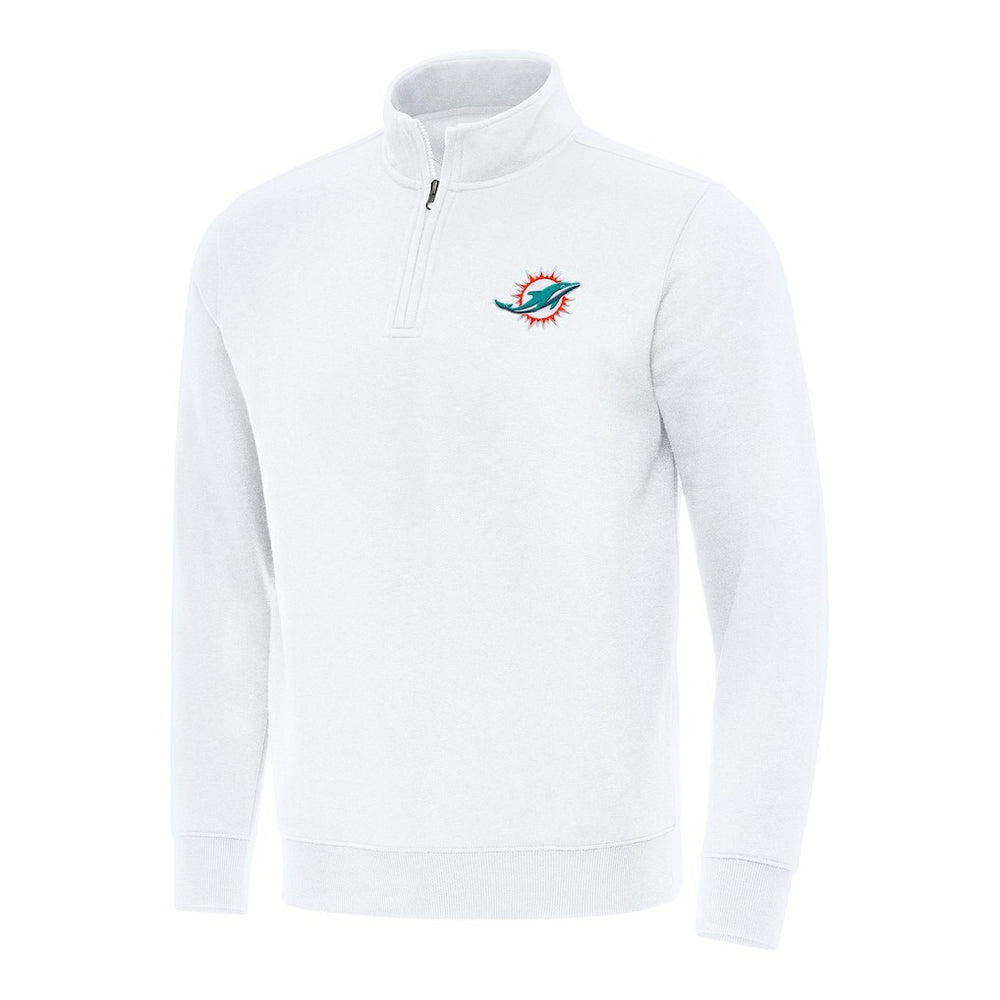 Miami Dolphins Antigua Victory Quarter-Zip Pullover Top White