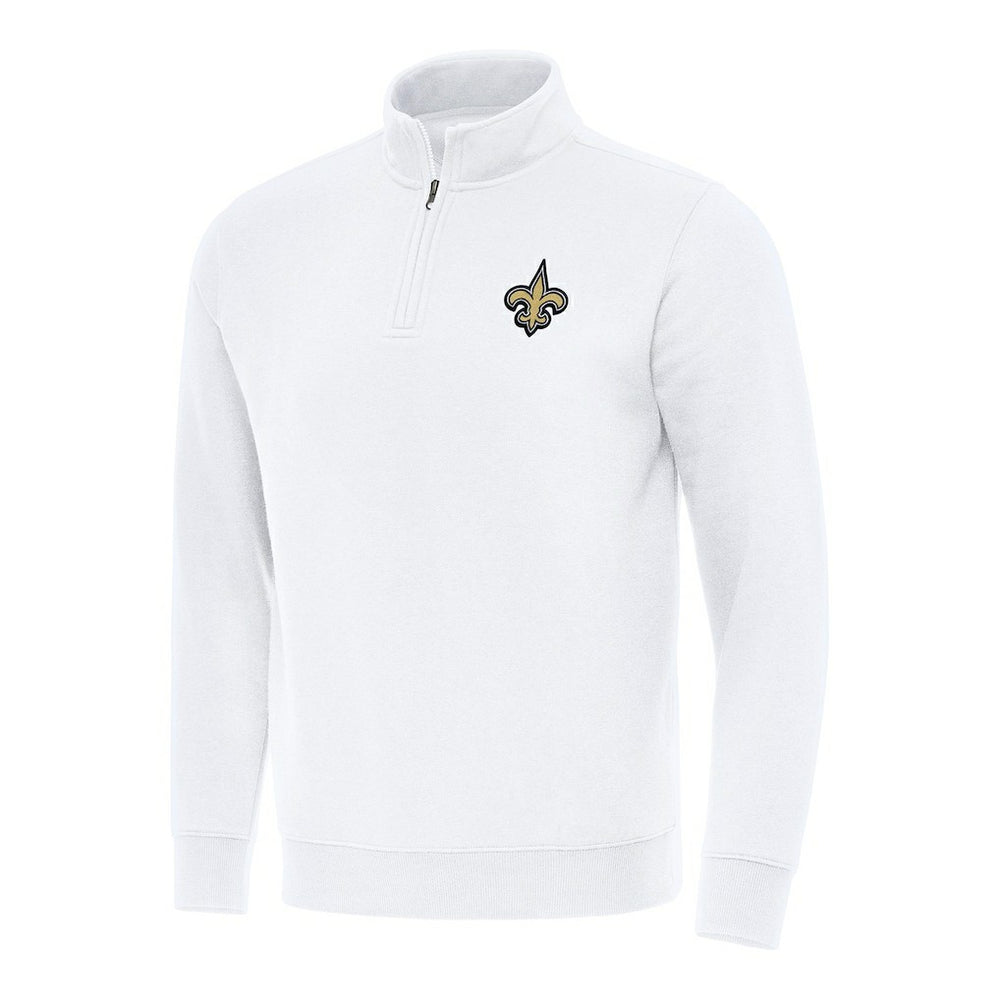 New Orleans Saints Antigua Victory Quarter-Zip Pullover Top White