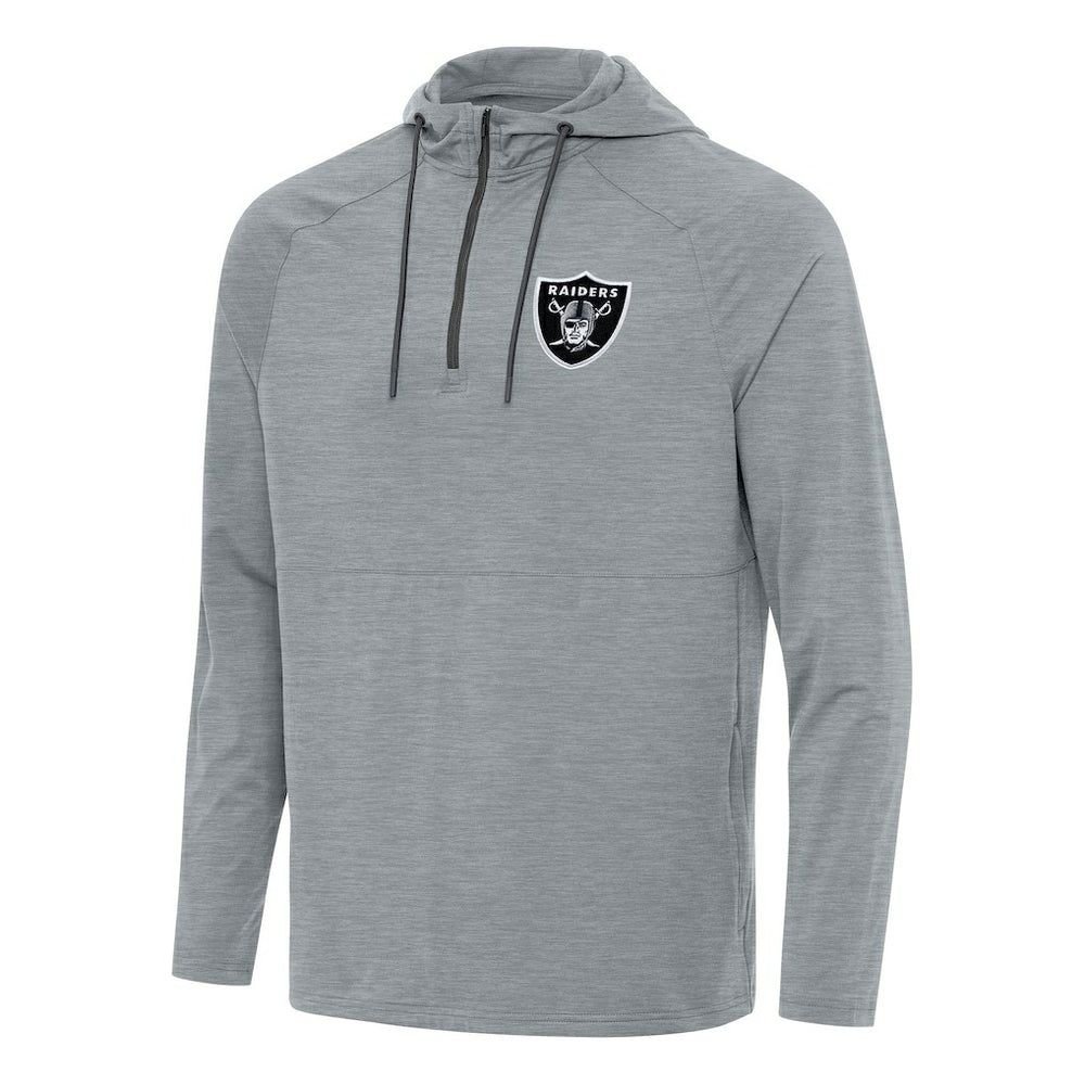 Las Vegas Raiders Antigua Spikes Quarter-Zip Pullover Hoodie Heather Gray