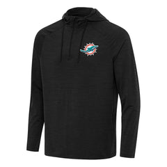 Miami Dolphins Antigua Spikes Quarter-Zip Pullover Hoodie Heather Black