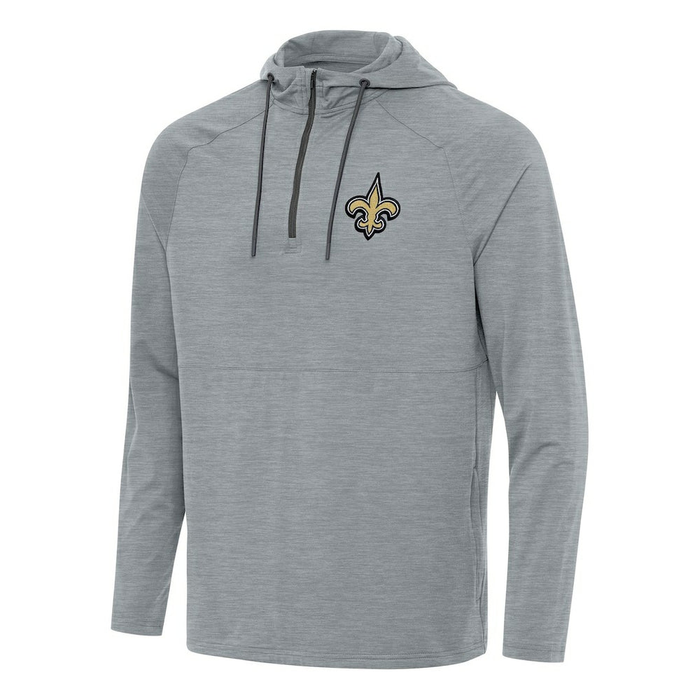 New Orleans Saints Antigua Spikes Quarter-Zip Pullover Hoodie Heather Gray