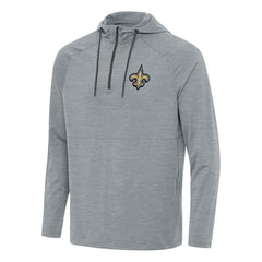 New Orleans Saints Antigua Spikes Quarter-Zip Pullover Hoodie Heather Gray