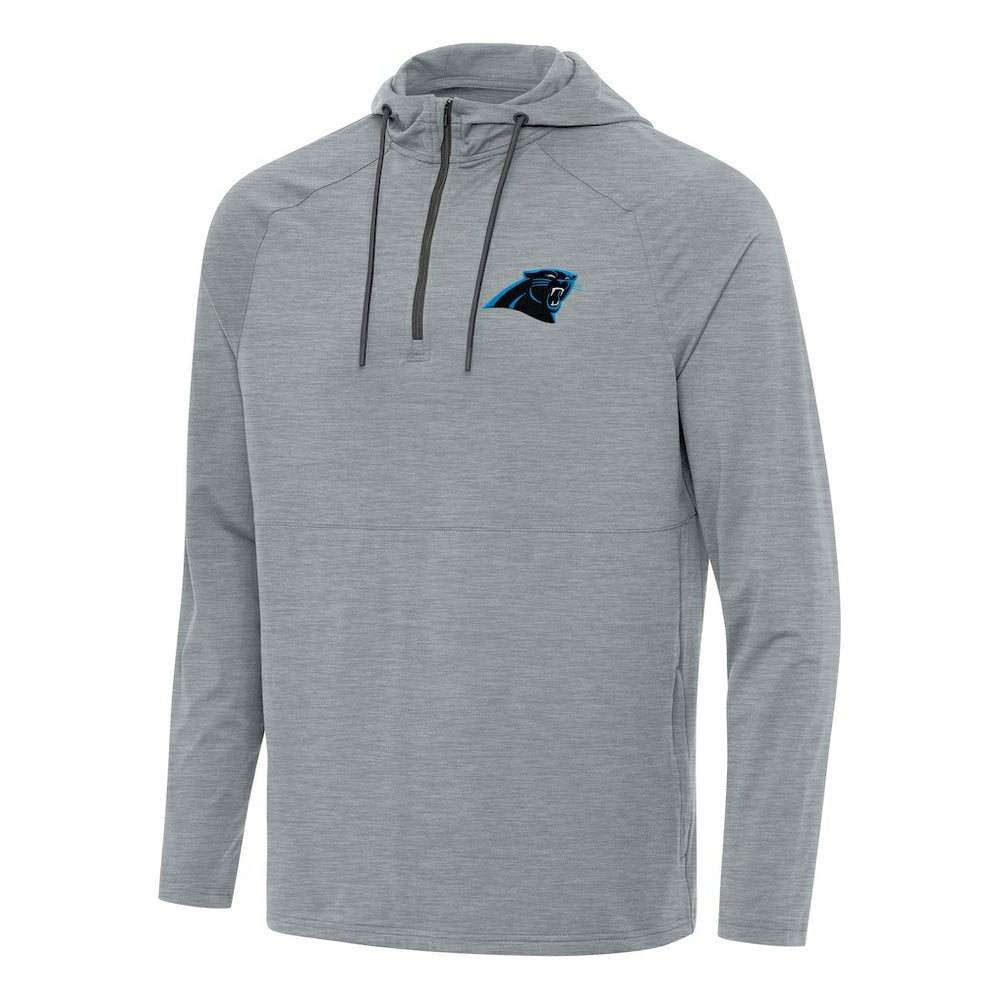 Carolina Panthers Antigua Spikes Quarter-Zip Pullover Hoodie Heather Gray