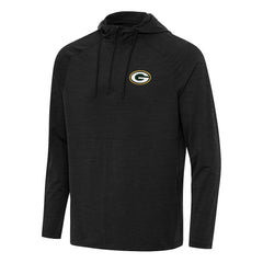 Green Bay Packers Antigua Spikes Quarter-Zip Pullover Hoodie Heather Black
