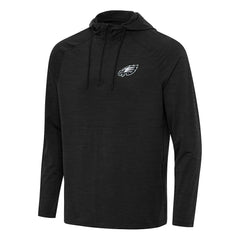 Philadelphia Eagles Antigua Spikes Quarter-Zip Pullover Hoodie Heather Black