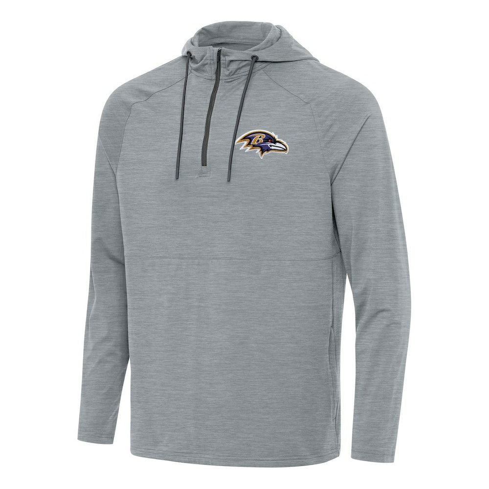 Baltimore Ravens Antigua Spikes Quarter-Zip Pullover Hoodie Heather Gray