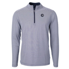 Chicago Cubs Cutter & Buck Virtue Eco Pique Micro Stripe Quarter-Zip Jacket - Navy - MLB on Sale