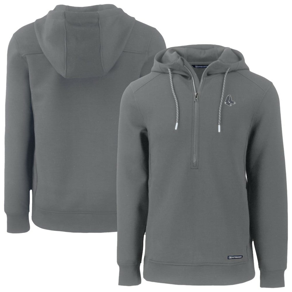 Boston Red Sox Cutter & Buck Roam Eco Recycled Half-Zip Pullover Hoodie - Gray - MLB Discount