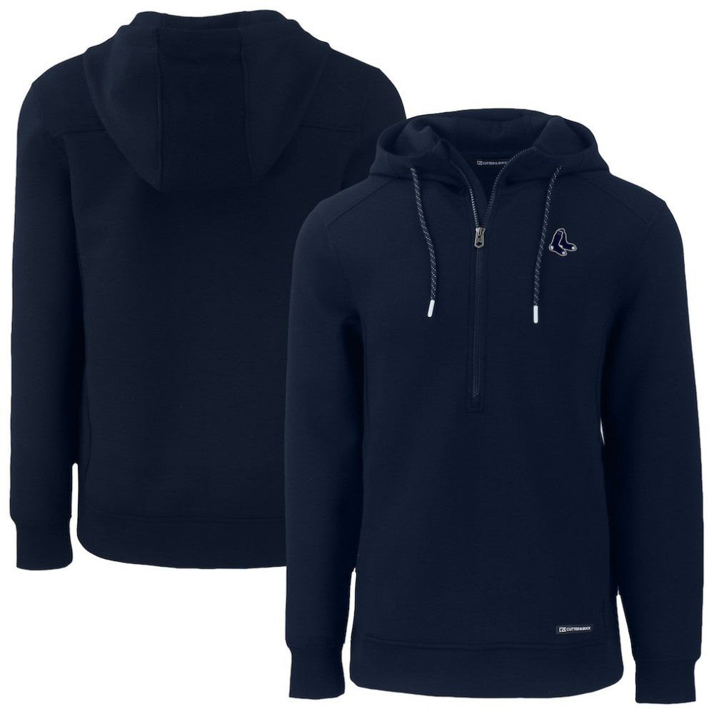 Boston Red Sox Cutter & Buck Roam Eco Recycled Half-Zip Pullover Hoodie - Navy - MLB Sale
