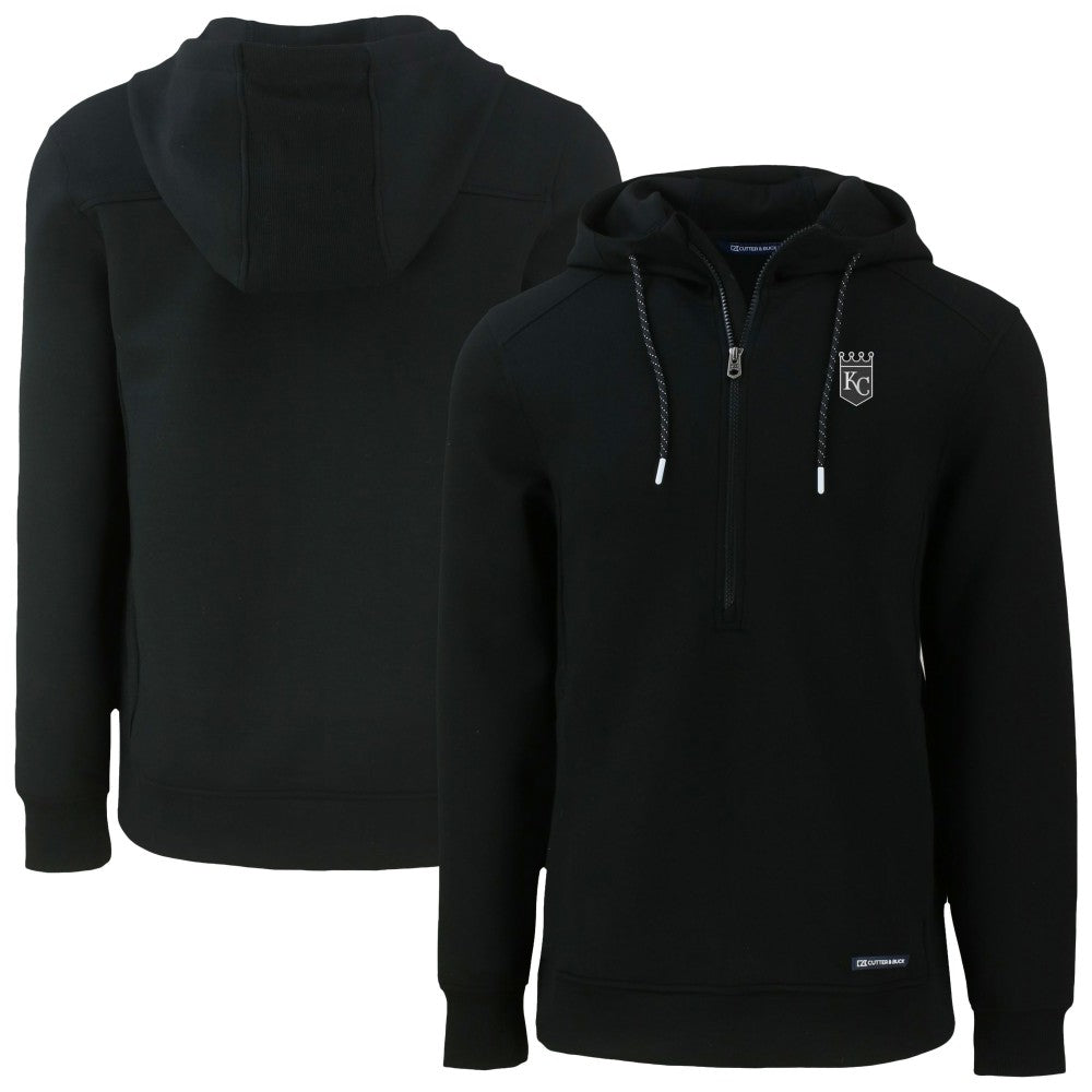 Kansas City Royals Cutter & Buck Roam Eco Recycled Half-Zip Pullover Hoodie - Black - MLB Lifestyle