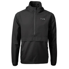 Atlanta Braves Cutter & Buck Charter Eco Recycled Anorak Half-Zip Hoodie Jacket - Black - MLB Lifestyle