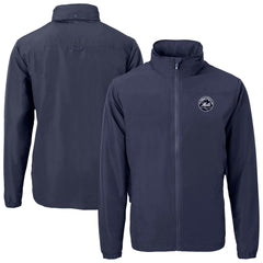 New York Mets Cutter & Buck Charter Eco Recycled Full-Zip Hoodie Jacket - Navy - MLB Sale