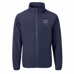 New York Mets Cutter & Buck Charter Eco Recycled Full-Zip Hoodie Jacket - Navy - MLB Sale