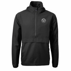 New York Mets Cutter & Buck Charter Eco Recycled Anorak Half-Zip Hoodie Jacket - Black - MLB Discount