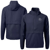 New York Mets Cutter & Buck Charter Eco Recycled Anorak Half-Zip Hoodie Jacket - Navy - MLB Lifestyle