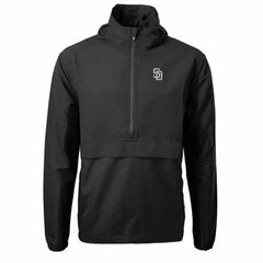 San Diego Padres Cutter & Buck Charter Eco Recycled Anorak Half-Zip Hoodie Jacket - Black - MLB Sale