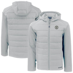 Milwaukee Brewers Cutter & Buck Evoke Hybrid Eco Softshell Recycled Full-Zip Hooded Jacket - Gray - MLB Online