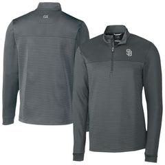 San Diego Padres Cutter & Buck Traverse Eco Stripe Tri-Blend DryTec Quarter-Zip Jacket - Gray - MLB on Sale