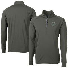 New York Mets Cutter & Buck Adapt Eco Raglan Quarter-Zip Jacket - Olive - MLB Lifestyle
