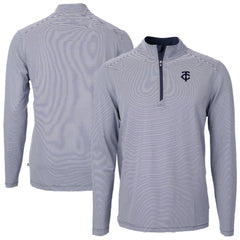 Minnesota Twins Cutter & Buck Virtue Eco Pique Micro Stripe Quarter-Zip Jacket - Navy - MLB Online