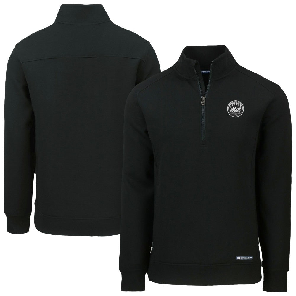 New York Mets Cutter & Buck Roam Eco Quarter-Zip Jacket - Black - MLB Online