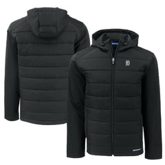 Detroit Tigers Cutter & Buck Big & Tall Evoke Hybrid Eco Softshell Recycled Full-Zip Jacket - Black - MLB on Sale
