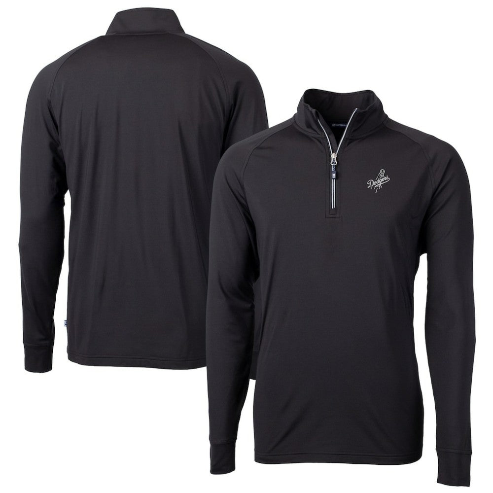 Los Angeles Dodgers Cutter & Buck Big & Tall Adapt Eco DryTec Raglan Quarter-Zip Jacket - Black - MLB Sale