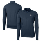 New York Yankees Cutter & Buck Big & Tall Virtue Eco Pique Quarter-Zip Jacket - Navy - MLB Lifestyle