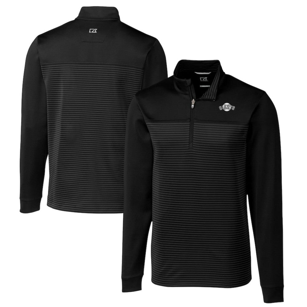 San Francisco Giants Cutter & Buck Big & Tall Traverse Stretch Stripe Eco Tri-Blend Quarter-Zip Top - Black - MLB Online