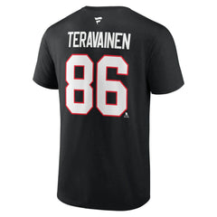 Teuvo Teravainen Chicago Blackhawks Fanatics Authentic Stack Name & Number T-Shirt - Black - NHL 202015348