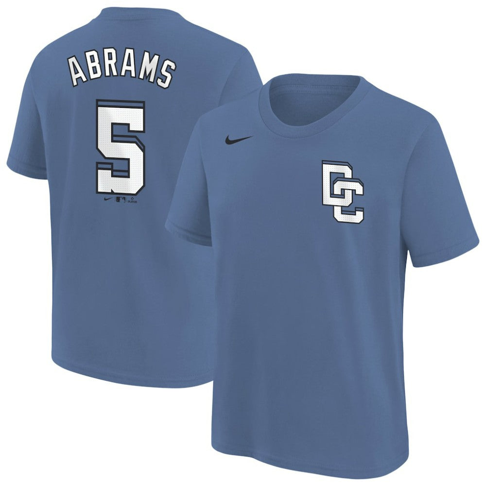 CJ Abrams Washington Nationals Nike Youth Fuse City Connect Name & Number T-Shirt - Blue - Nike Lifestyle