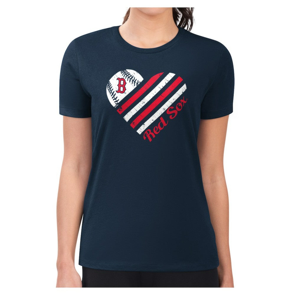 Boston Red Sox G-III 4Her by Carl Banks Women's Super-Slim Fit Lightweight Heart Graphic T-Shirt - Navy - MLB on Sale